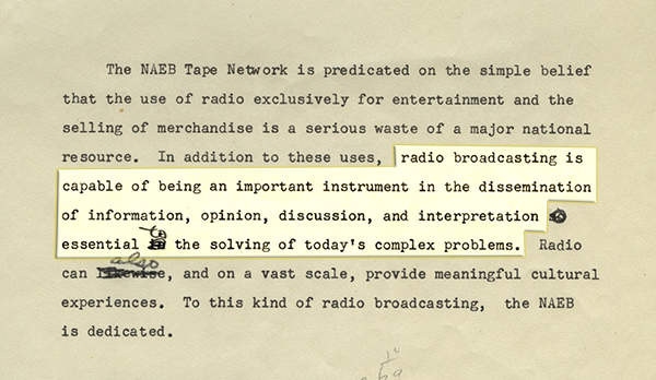 An excerpt from a document titled "What Is The NAEB Tape Network?"