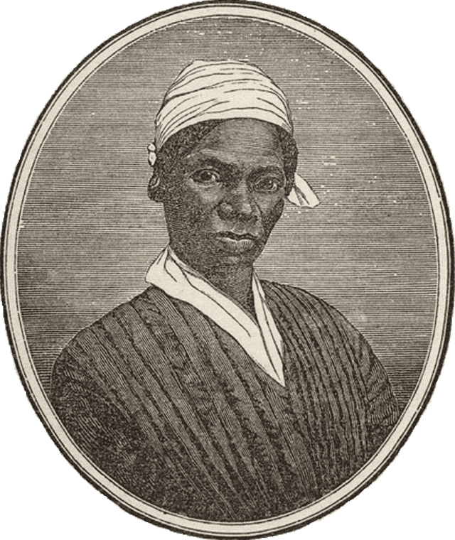 *American Woman In Fact and Fiction* made use of the words of famed historical figures such as Puritan Anne Hutchinson, the abolitionist Lucretia Mott, the suffragist Elizabeth Cady Stanton, and the activist Sojourner Truth, pictured here. 1850 public domain portrait by Olive Gilbert, retrieved via [Wikimedia](https://commons.wikimedia.org/wiki/File:SojournerTruth_1850_OliveGilbert.PNG).