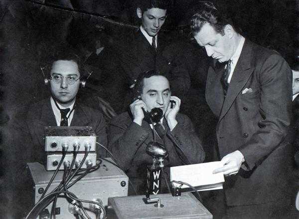 Morris Novik and the WNYC election night news team circa 1941. Photo courtesy of WNYC Archive Collections, from the feature piece "[Morris S. Novik: Public Radio Pioneer](https://www.wnyc.org/story/218821-morris-s-novik-public-radio-pioneer/)."
