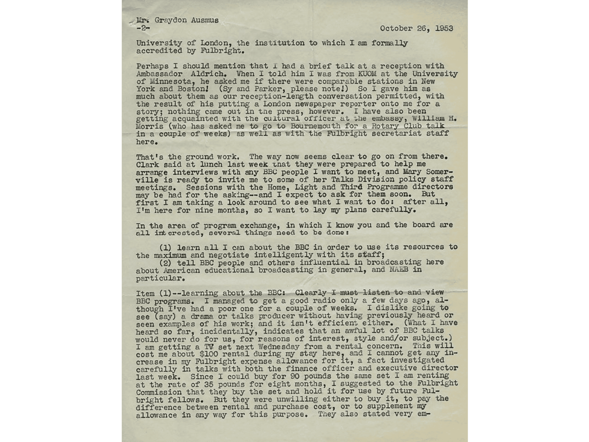 Paulu's developing expertise on international radio, particularly his study of the BBC through several Fulbright grants to travel to Britain and study their system, is also apparent in this documentation.

1950-1960 correspondence and publications of Burton Paulu (collection #1).

<https://www.unlockingtheairwaves.org/document/naeb-b070-f03/#161>